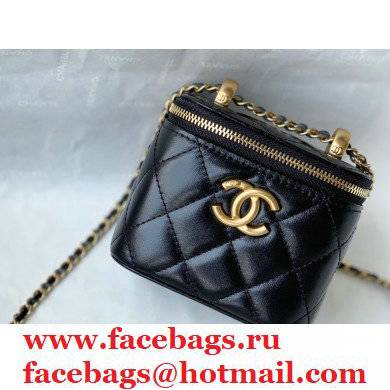 chanel Calfskin  &  Gold-Tone Metal Black SMALL VANITY WITH CHAIN ap2292